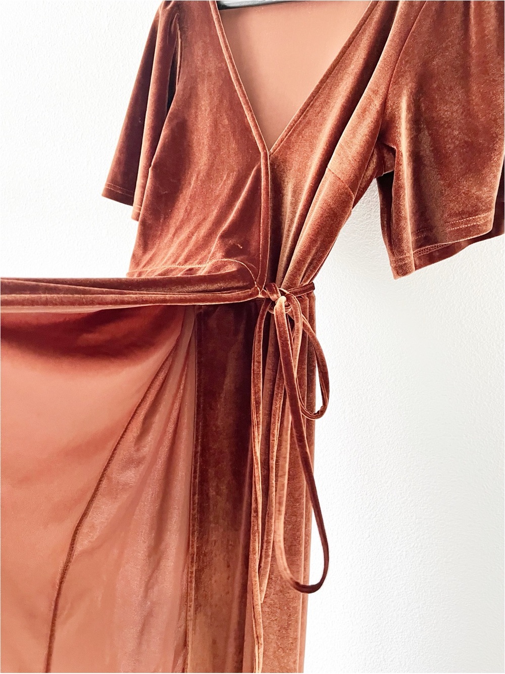 Baltic Born Meghan Velvet Rustic Brown Autumn Wedding Bridesmaid Wrap Maxi Dress - Picture 5 of 9